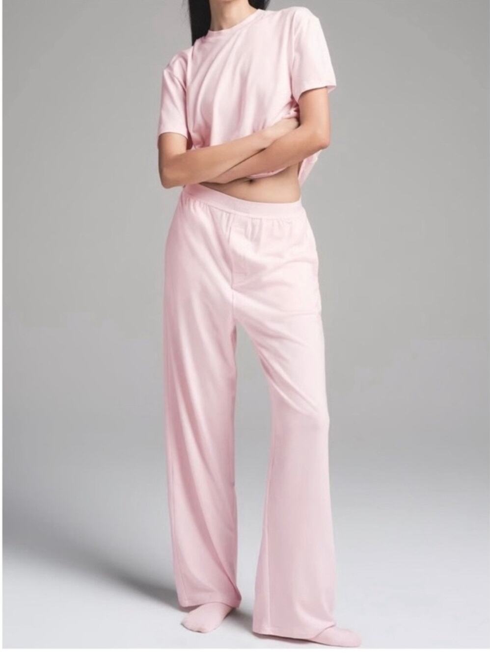 SKIMS Boyfriend Loose Lounge Pants Women's Large Light Pastel Pink Pockets